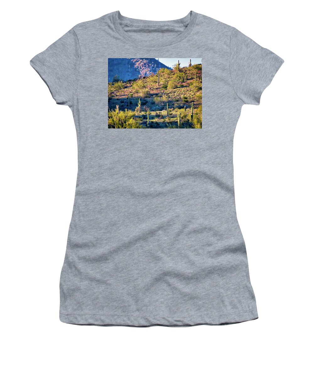 Arizona Women's T-Shirt featuring the photograph Slope of the Saguaros by Judy Kennedy