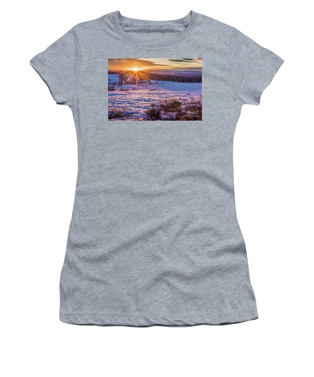 Snow Women's T-Shirt featuring the photograph Snow Sparkle by Melissa Lipton