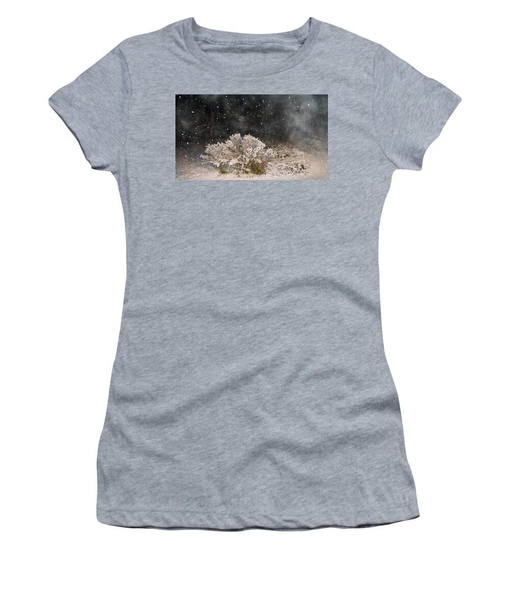 Snow Women's T-Shirt featuring the photograph Snow Storming by Ivars Vilums