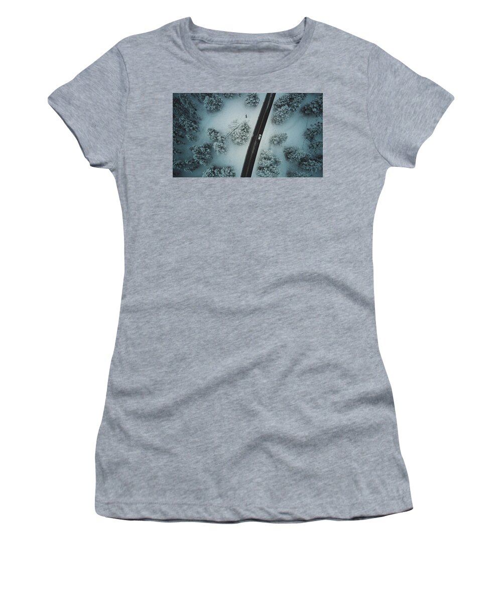 Snow Women's T-Shirt featuring the photograph Snowy Drive by Ryan Lima