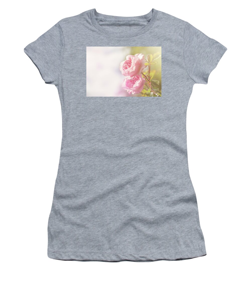 Rose Women's T-Shirt featuring the photograph Soft pink rose with space for text by Jane Rix