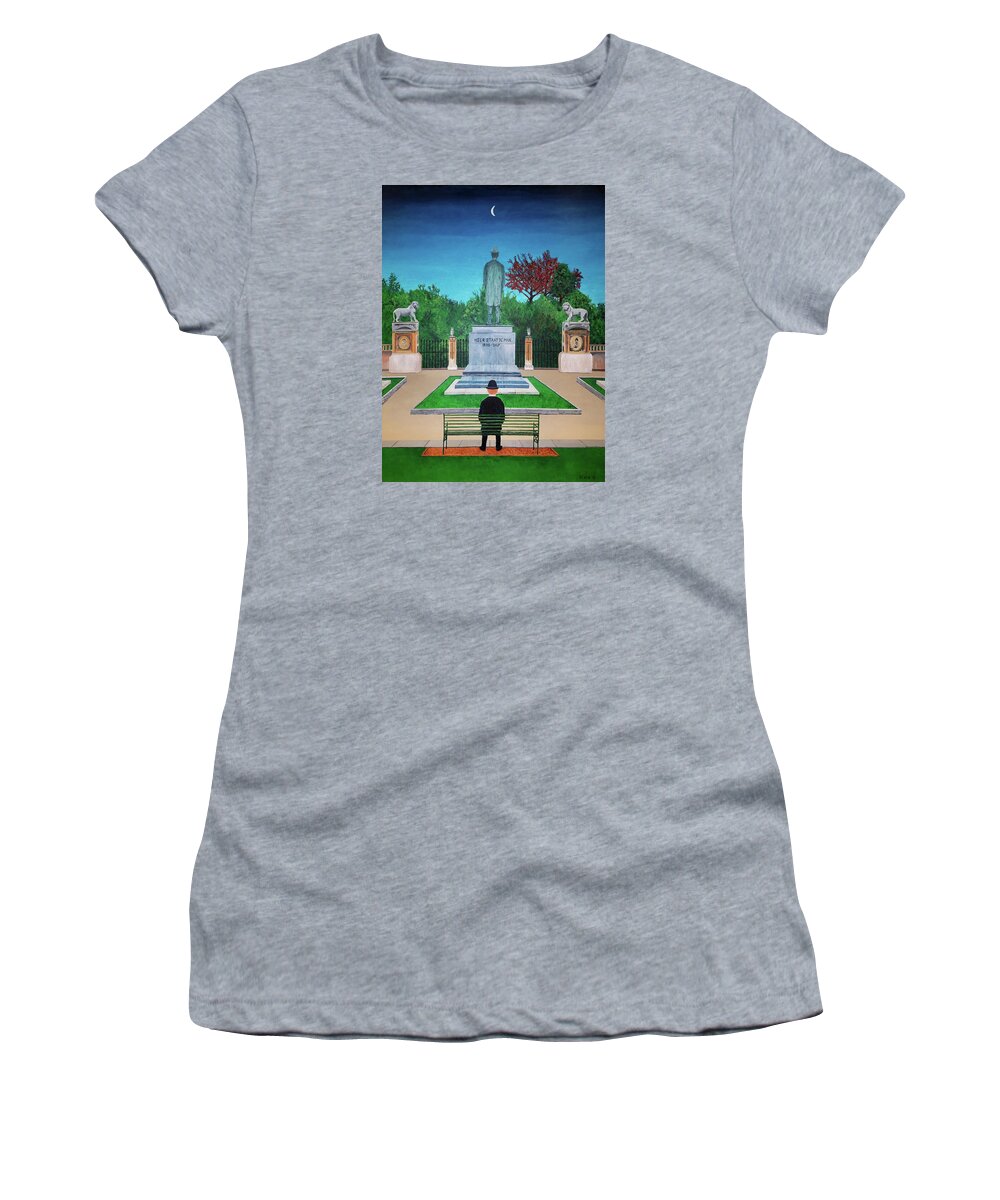 Magritte Women's T-Shirt featuring the painting Somewhere in Belgium by Thomas Blood