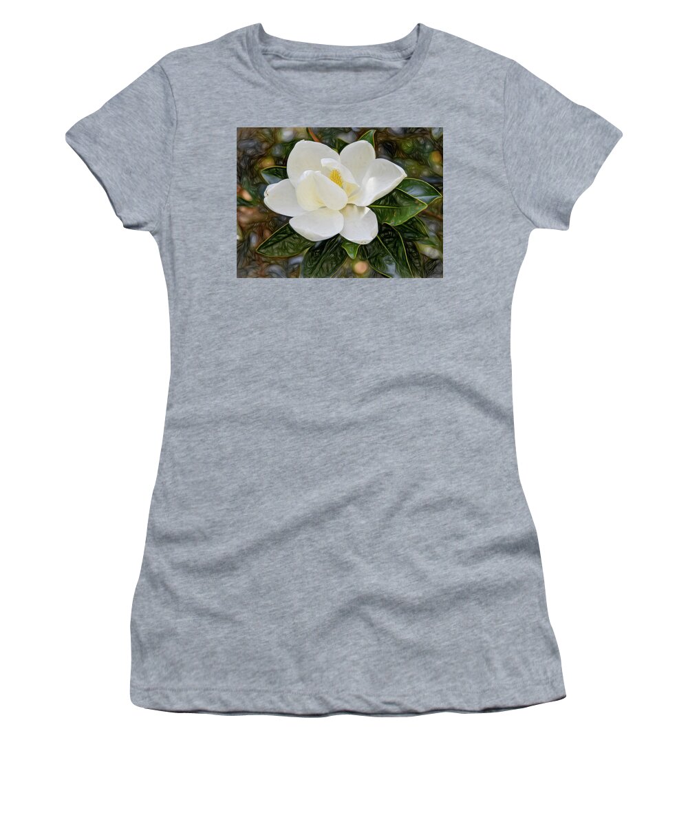 Magnolia Bloom Women's T-Shirt featuring the photograph Southern Song by Marcy Wielfaert