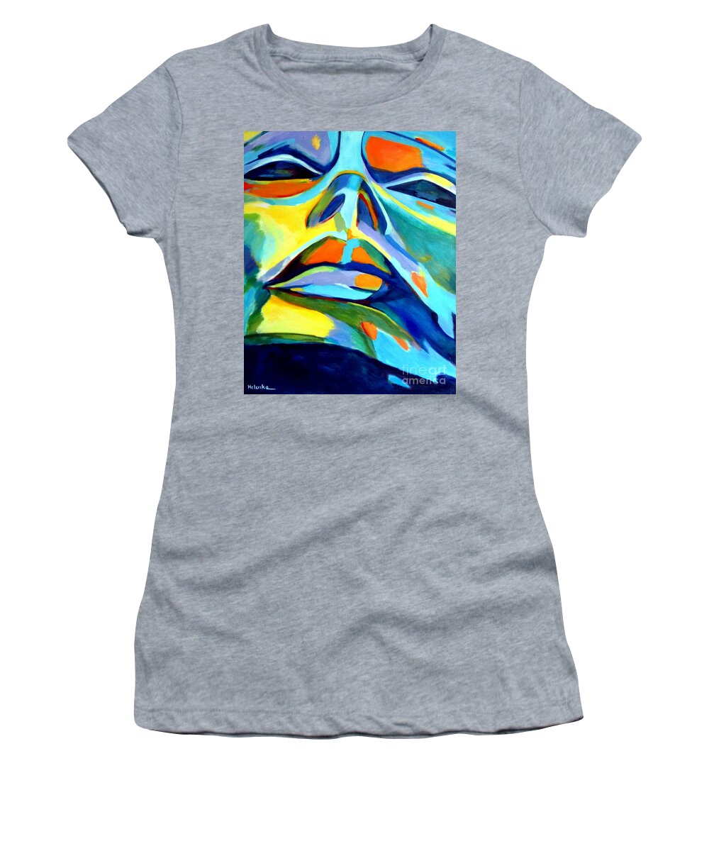 Affordable Original Paintings Women's T-Shirt featuring the painting Speechless yearning by Helena Wierzbicki