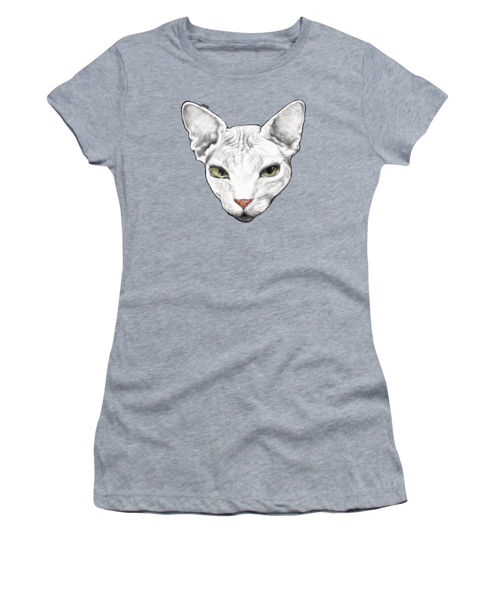 Sphynx Women's T-Shirt featuring the drawing Sphinx white by Jindra Noewi