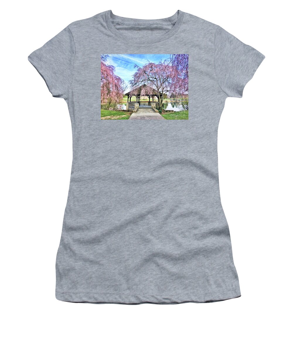 Spring Women's T-Shirt featuring the photograph Spring Blooms at the Duck Pond by Kerri Farley