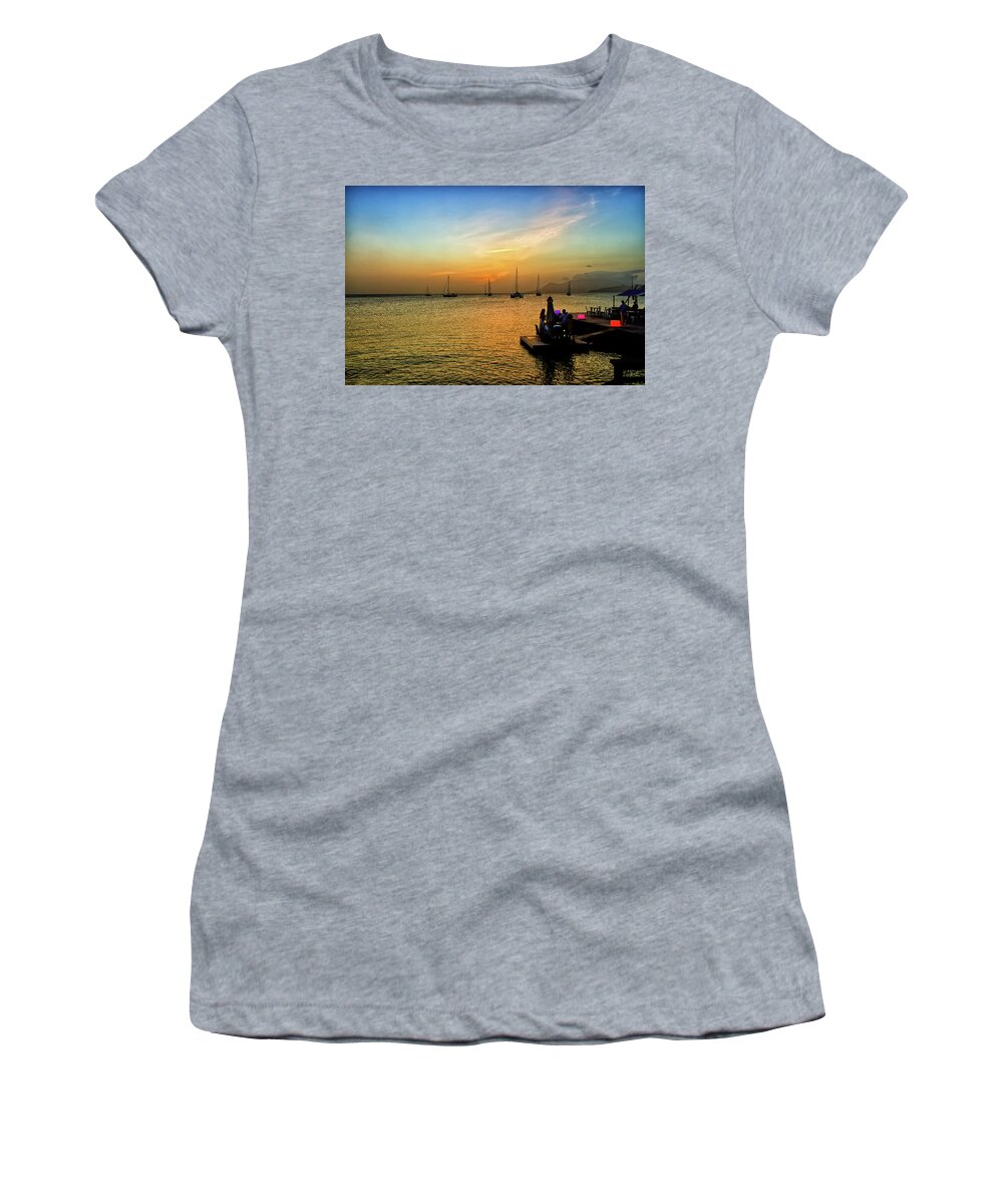 Caribbean Sunset Women's T-Shirt featuring the photograph St. Kitts Sunset by David Pratt