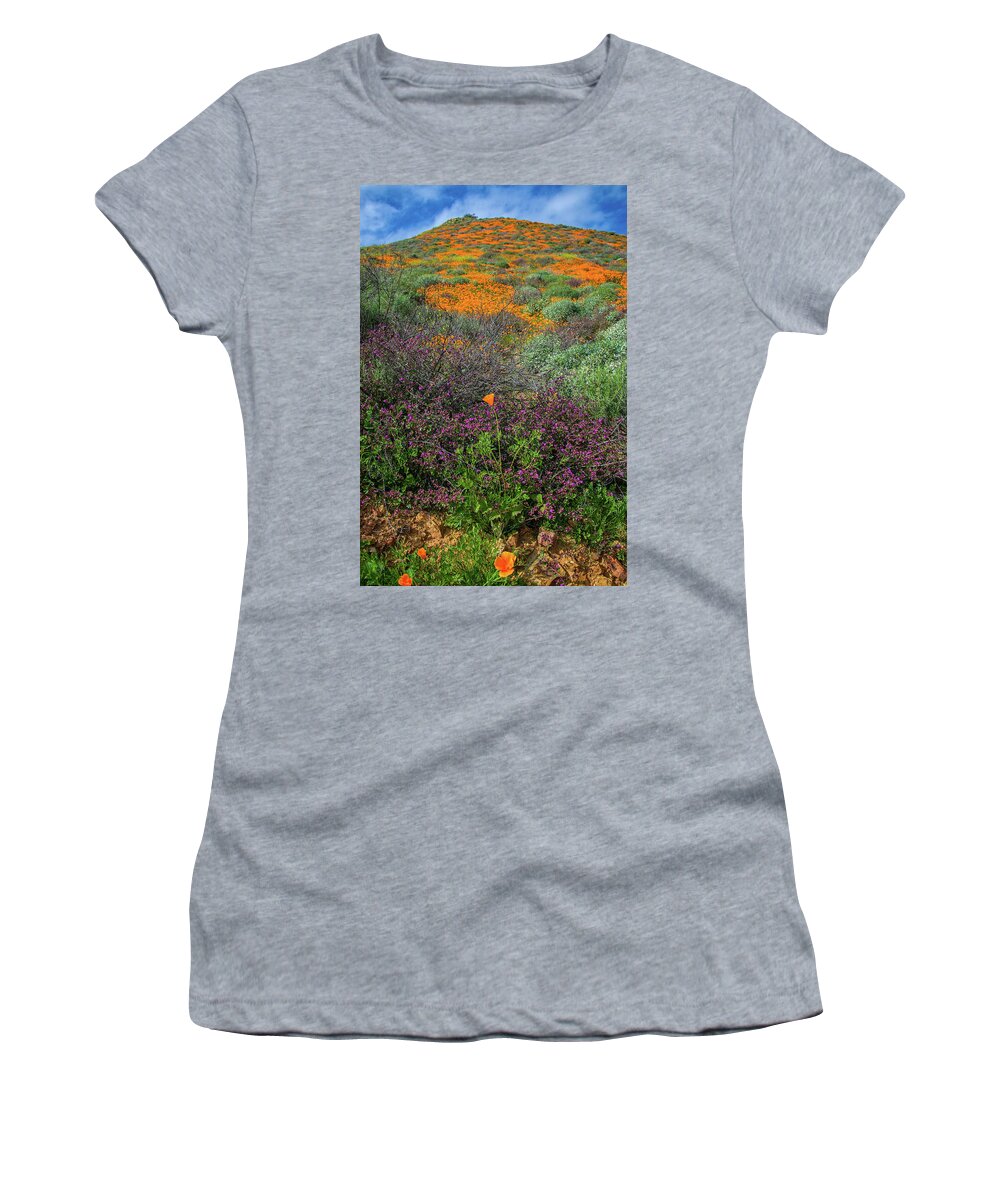 Poppies Women's T-Shirt featuring the photograph Standout Wildflowers of the 2019 Spring Bloom in Walker Canyon by Lynn Bauer