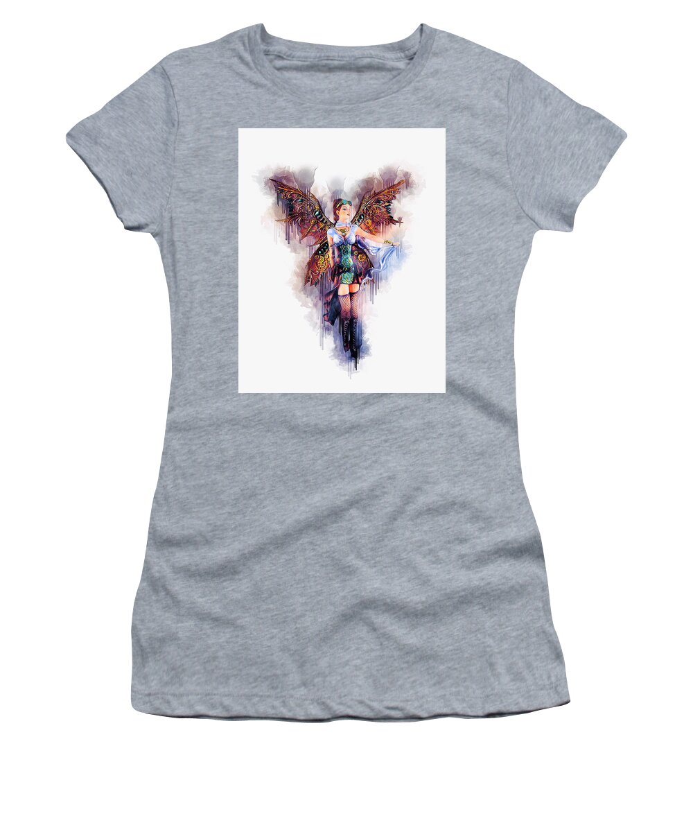 Fantasy Women's T-Shirt featuring the digital art Steampunk Gothic Angel by Ian Mitchell
