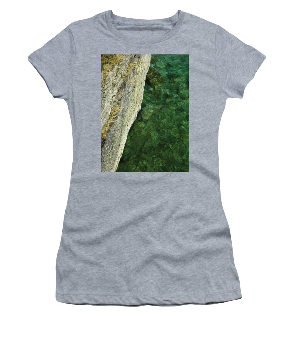 Natural Abstract Women's T-Shirt featuring the photograph Stone and Water Abstract by David T Wilkinson
