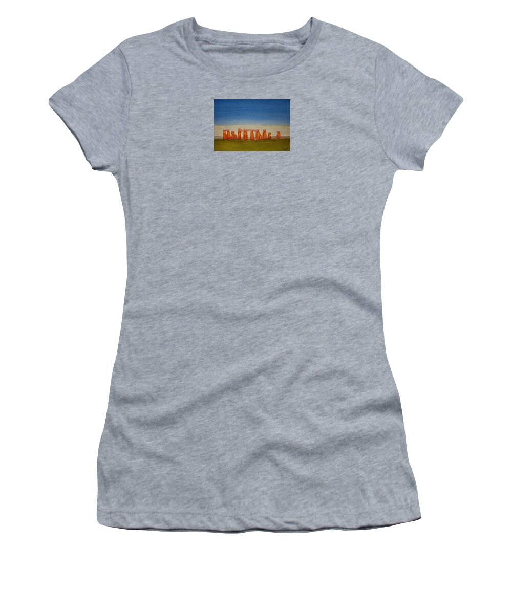 Watercolor Women's T-Shirt featuring the painting Stones of Lore by John Klobucher