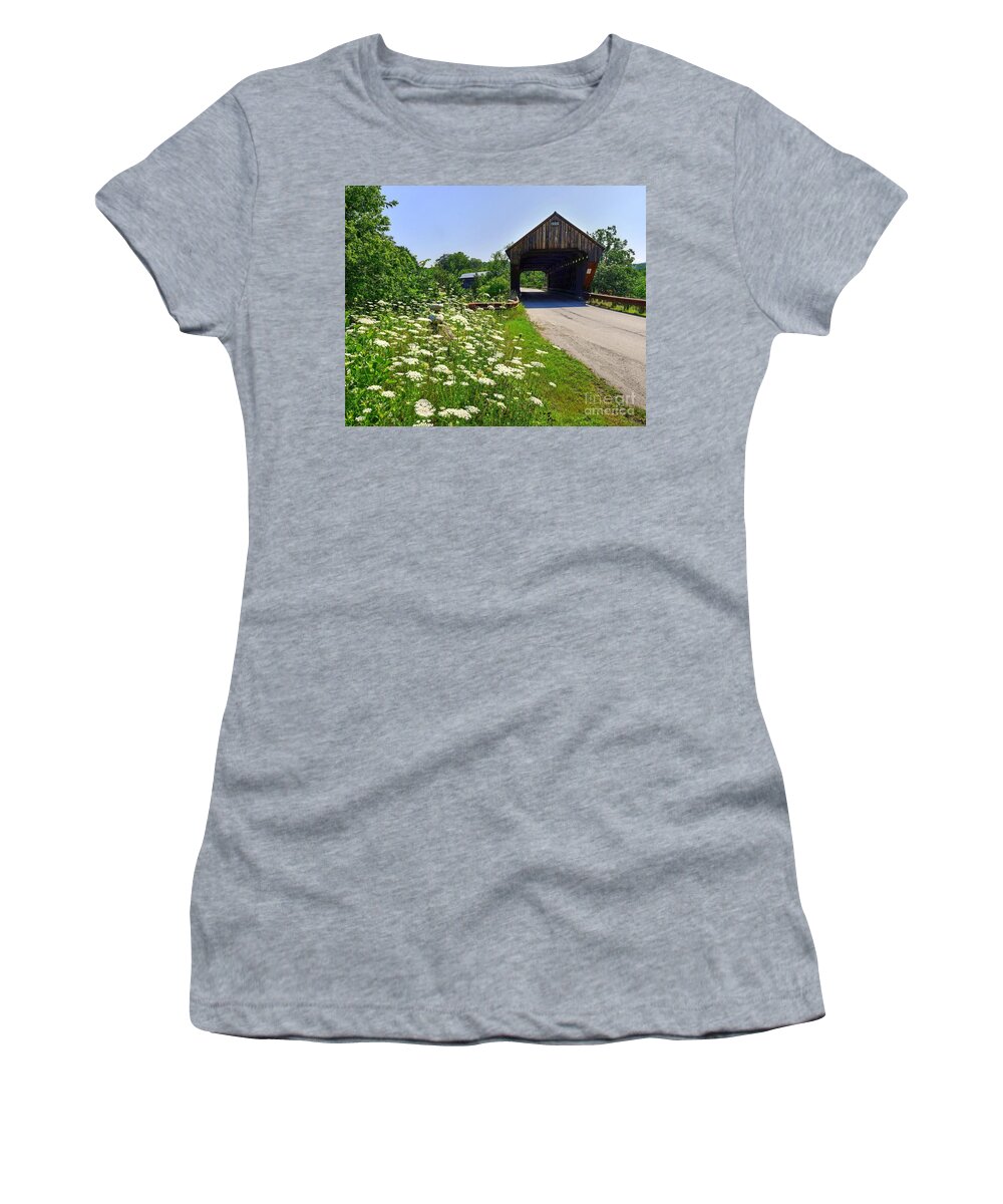 Vermont Women's T-Shirt featuring the photograph Summer at the Twin Willard Covered Bridge by Steve Brown
