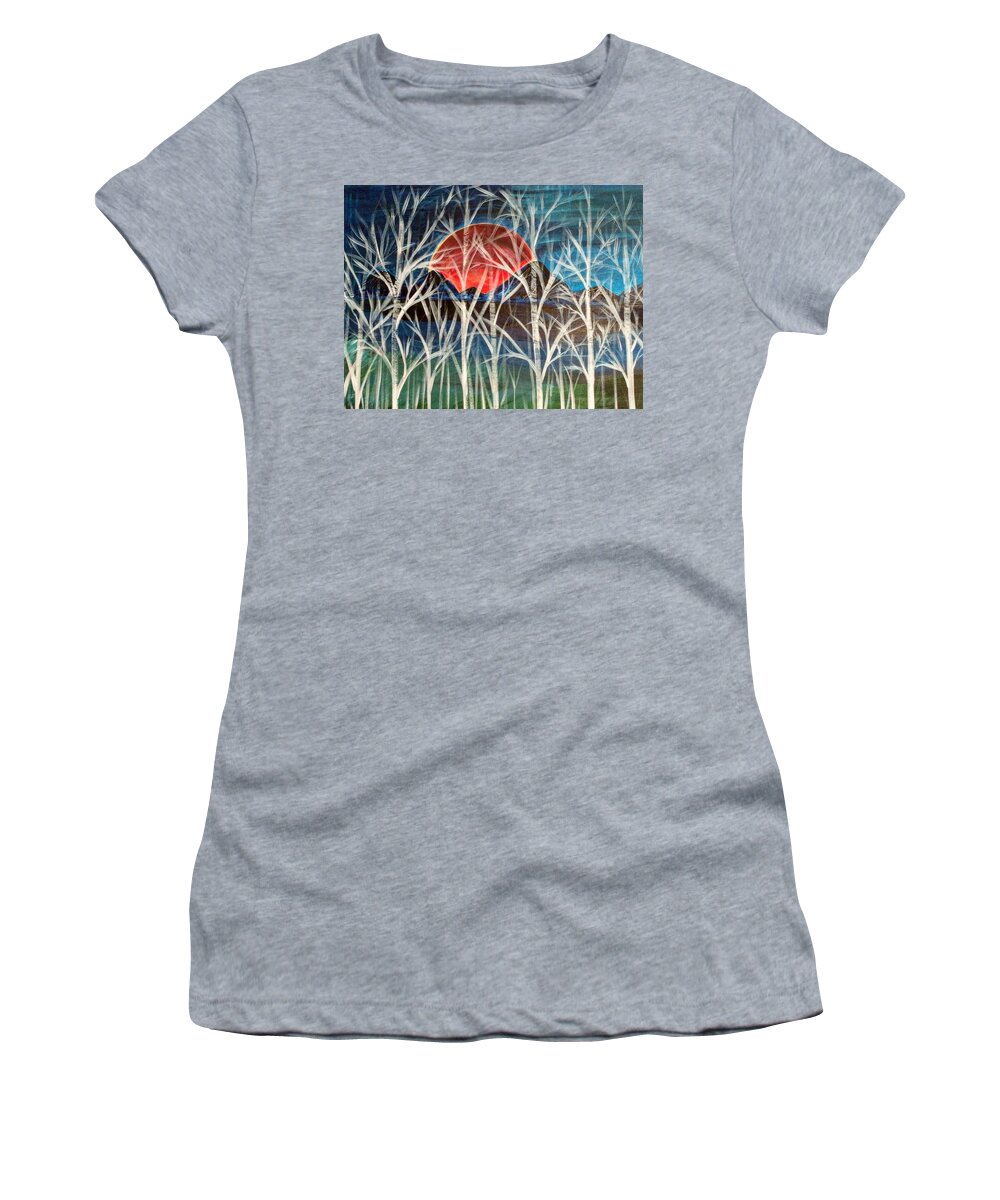 Landscape Women's T-Shirt featuring the painting Summer Dreaming by Raji Musinipally