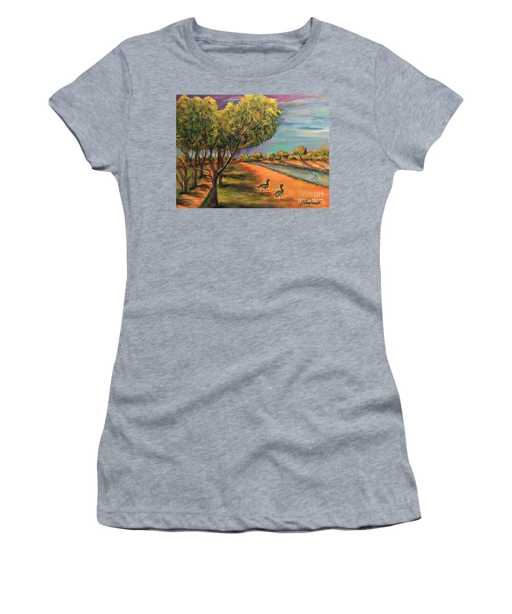 Landscape Women's T-Shirt featuring the painting Sunnyslope Canal by Maria Karlosak