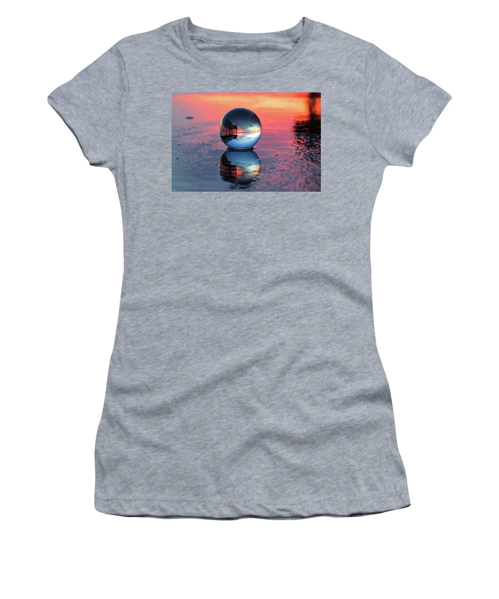 Crystal Globe Women's T-Shirt featuring the photograph Sunrise at the beach by Darryl Hendricks