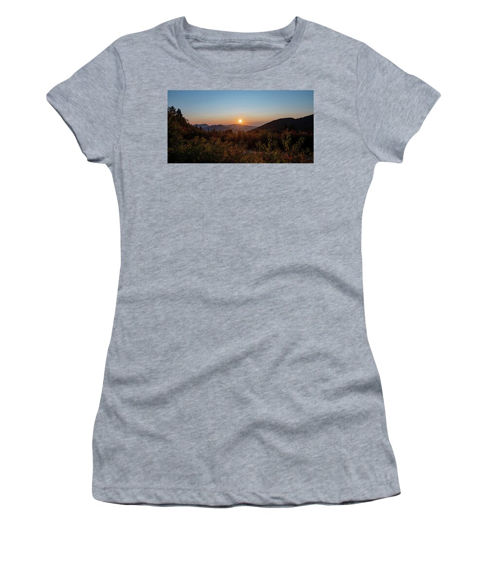 Kancamagus Women's T-Shirt featuring the photograph Sunrise in New Hampshire's White Mountains 2x1 by William Dickman