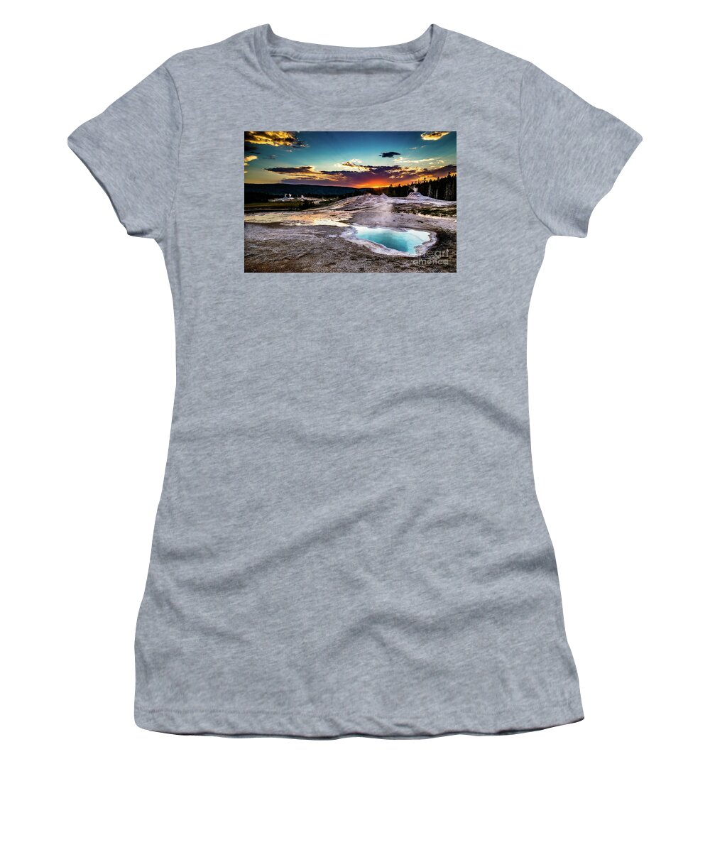 Yellowstone Women's T-Shirt featuring the photograph Sunset At Yellowstone by Lisa Lemmons-Powers