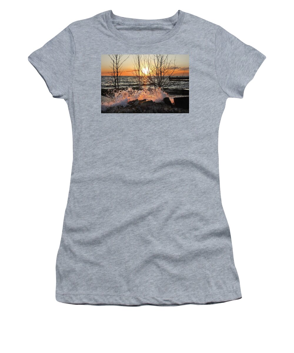 Sunset Women's T-Shirt featuring the photograph Sunset Splash 2 by David T Wilkinson