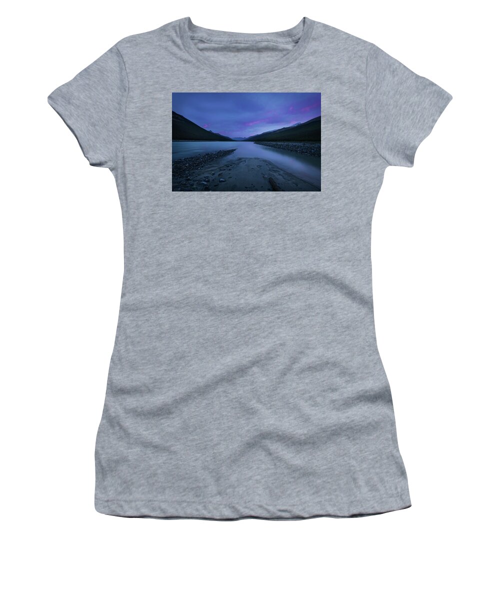 Jasper Women's T-Shirt featuring the photograph Sunwapta River by Dan Jurak