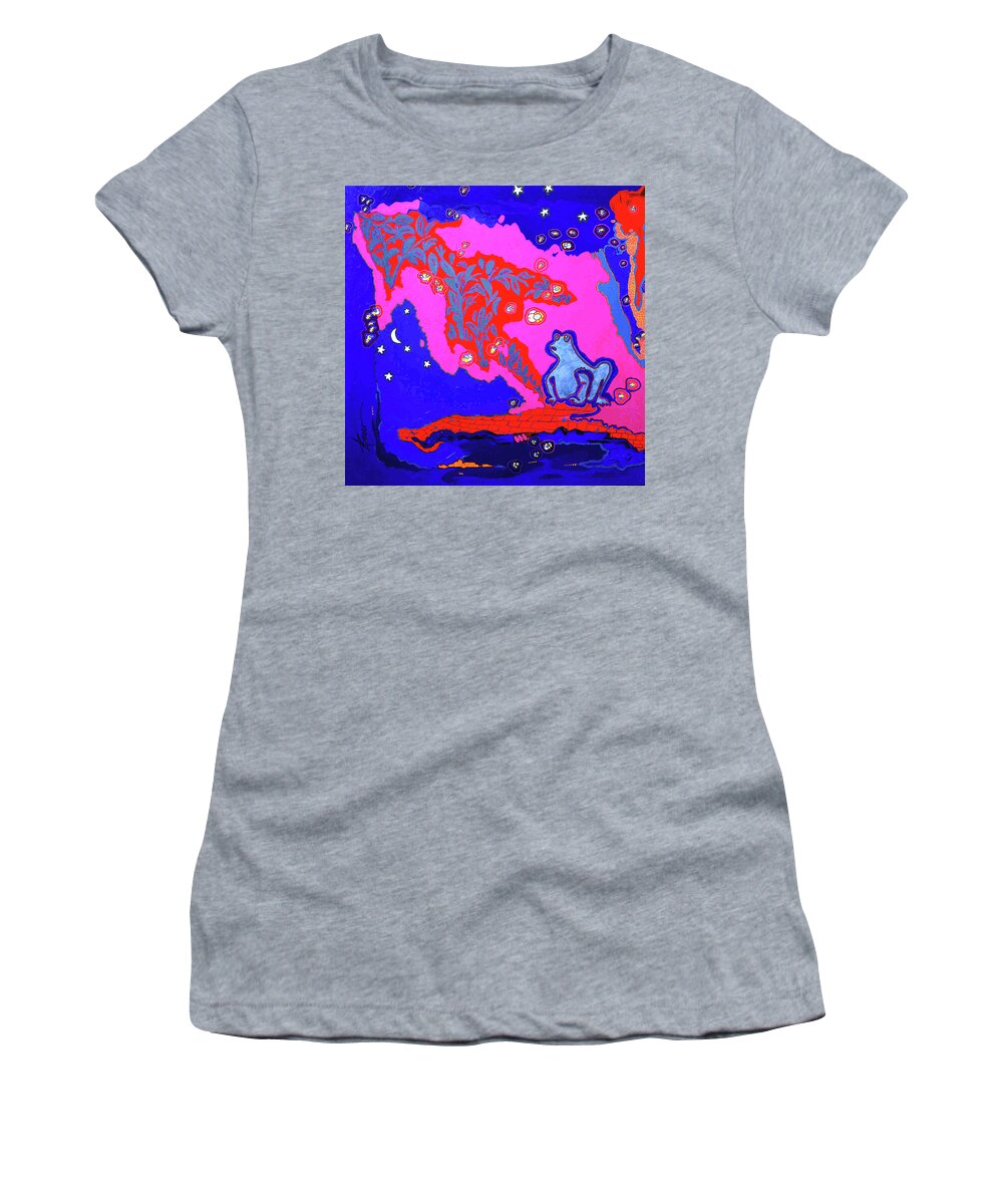 Frogs Women's T-Shirt featuring the painting Supper on the Patio by Adele Bower