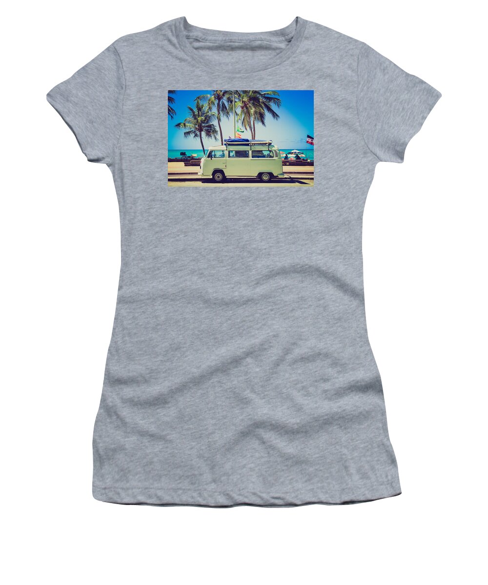Photo Women's T-Shirt featuring the photograph Surfer van by Top Wallpapers