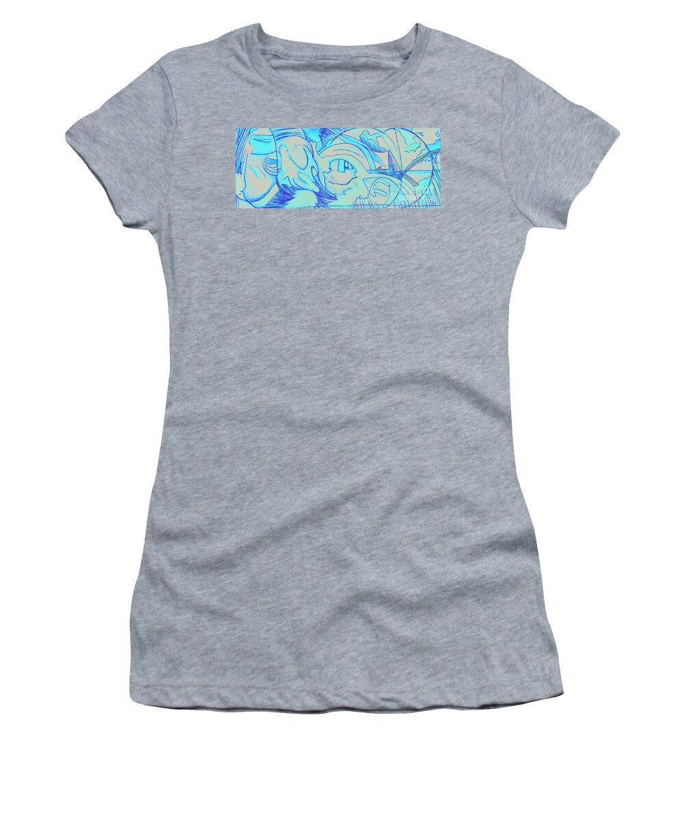  Women's T-Shirt featuring the painting Surfing The Sun Dial 2 by Judy Henninger