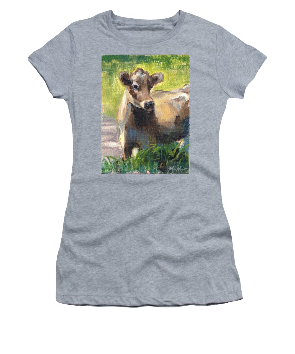 Cow Women's T-Shirt featuring the painting Taking a Closer Look by Merle Keller