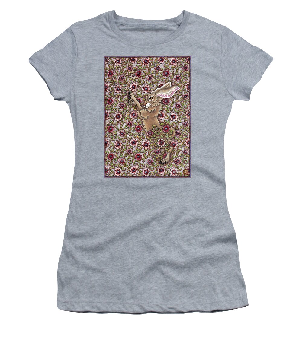 Hare Women's T-Shirt featuring the painting Tangled Hare 4 by Amy E Fraser