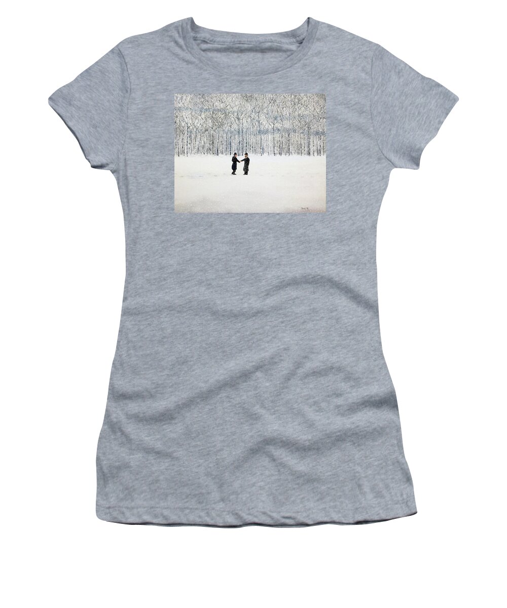 Snowstorm Women's T-Shirt featuring the painting The Agreement by Thomas Blood