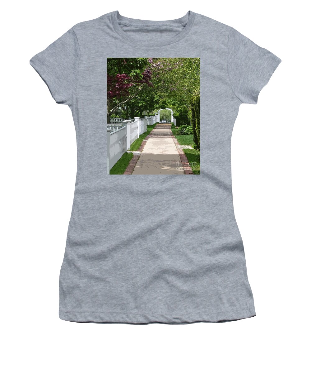 Picket-fence Women's T-Shirt featuring the digital art The Arbor by Kirt Tisdale