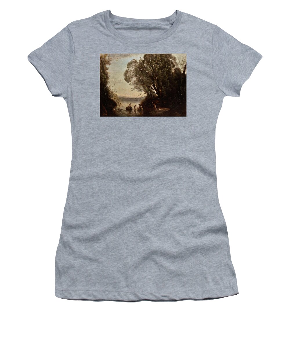 The Bath Of Diana Women's T-Shirt featuring the painting The Bath of Diana by Jean-Baptiste-Camille Corot