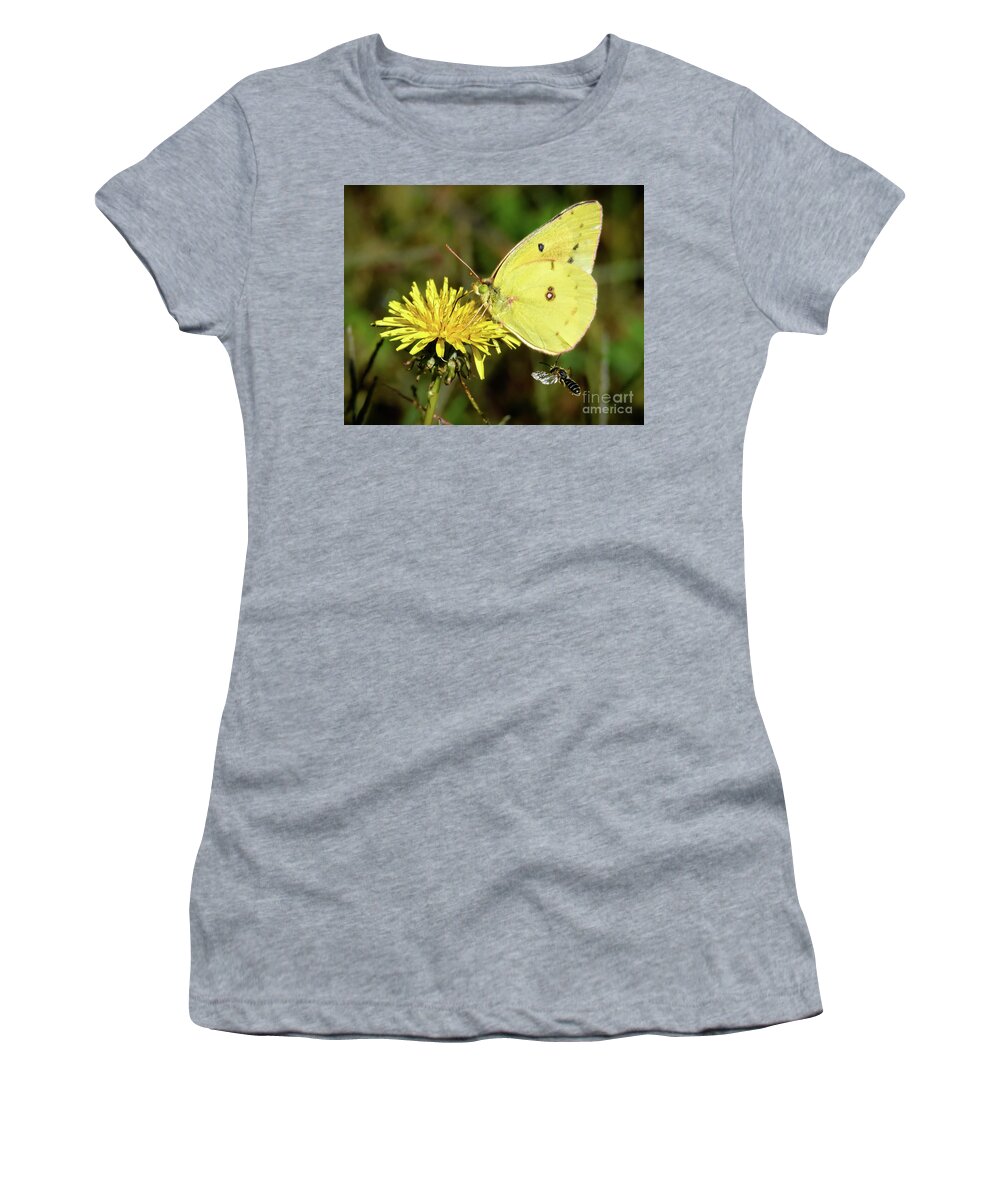 Sulphur Women's T-Shirt featuring the photograph The Bee and the Butterfly by Amy Porter