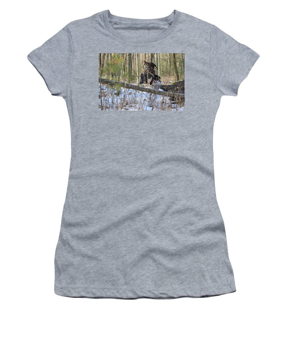 Gsp Women's T-Shirt featuring the photograph The Chase is On by Brook Burling