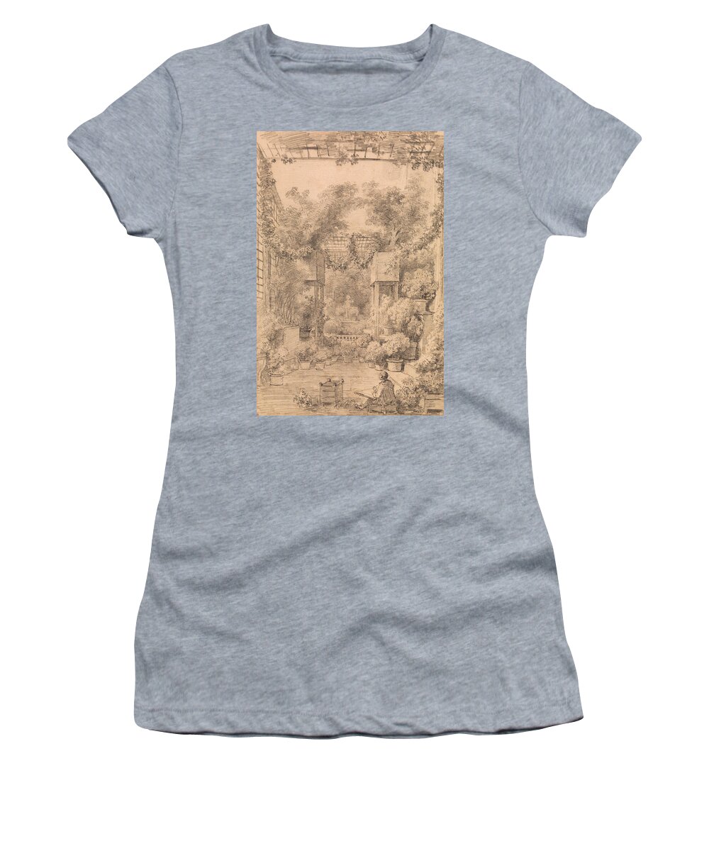 18th Century Art Women's T-Shirt featuring the drawing The Draftsman by Jean-Honore Fragonard