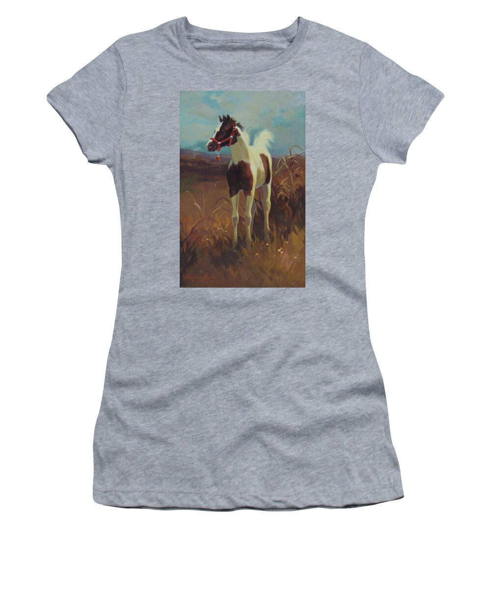Western Art Women's T-Shirt featuring the painting The Gift by Carolyne Hawley
