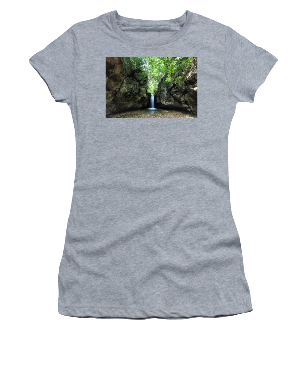 Blue Hole Women's T-Shirt featuring the photograph The Grotto At The Blue Hole by Chris Berrier