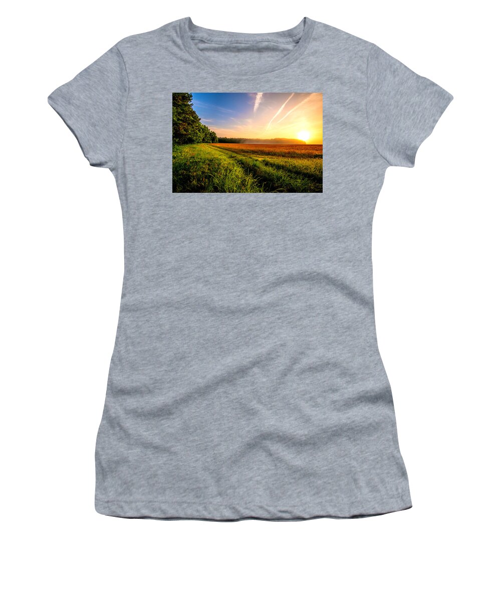 The Long Way Home Prints Women's T-Shirt featuring the photograph The Long Way Home by John Harding