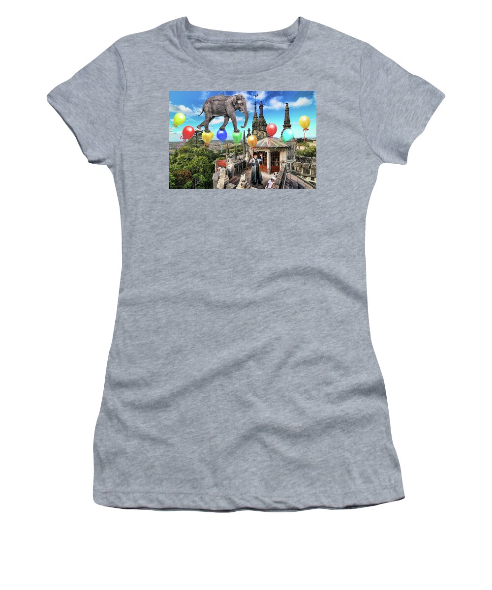 Elephant Women's T-Shirt featuring the photograph The Magician on the Roof by Aleksander Rotner