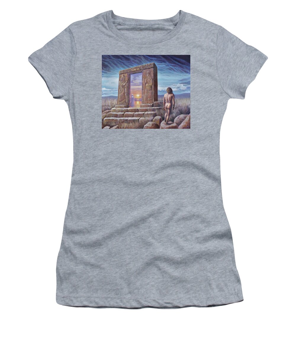 Portal Women's T-Shirt featuring the painting The Portal by Miguel Tio