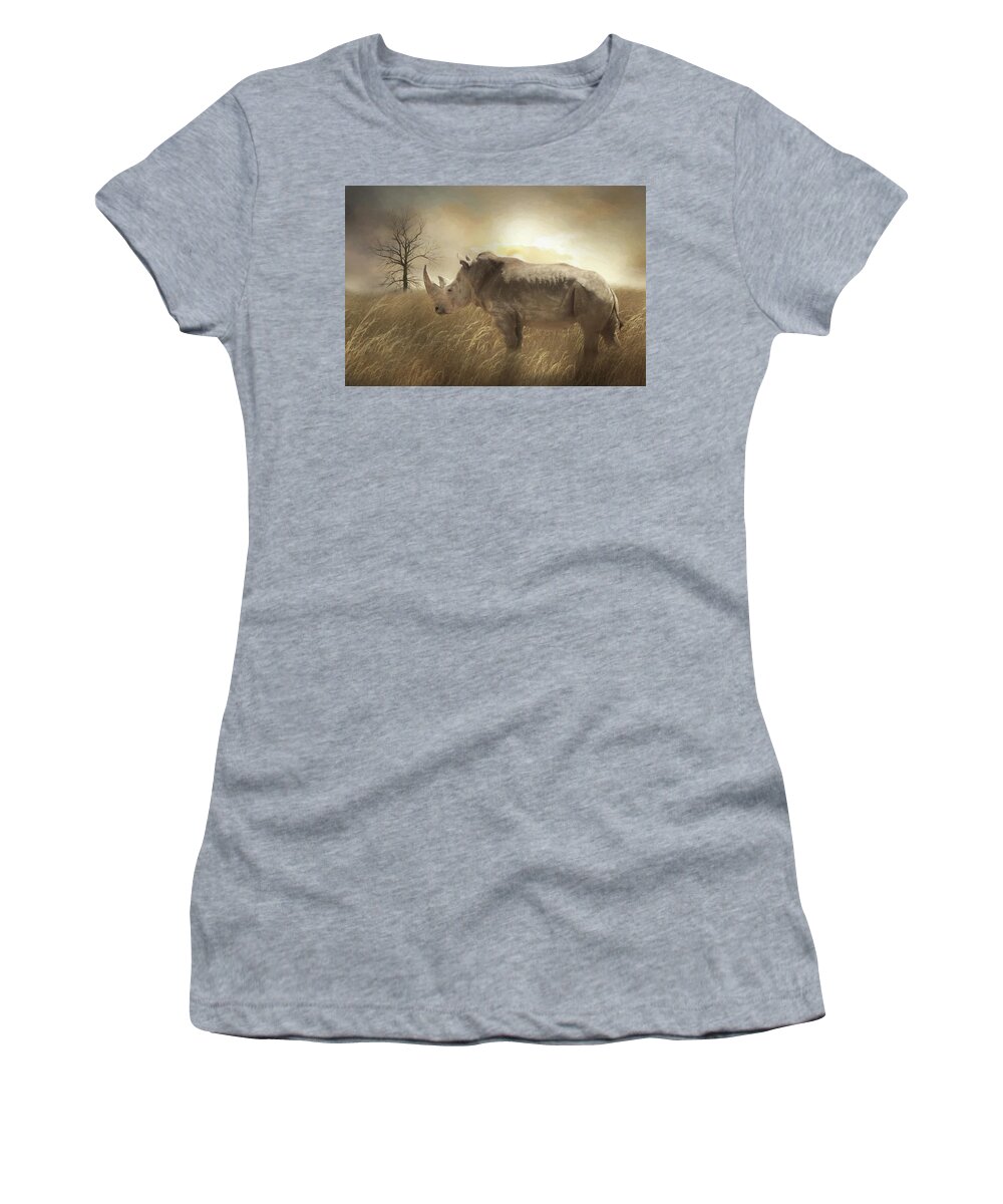 Rhinoceros Women's T-Shirt featuring the photograph The Rhinoceros by Lori Deiter