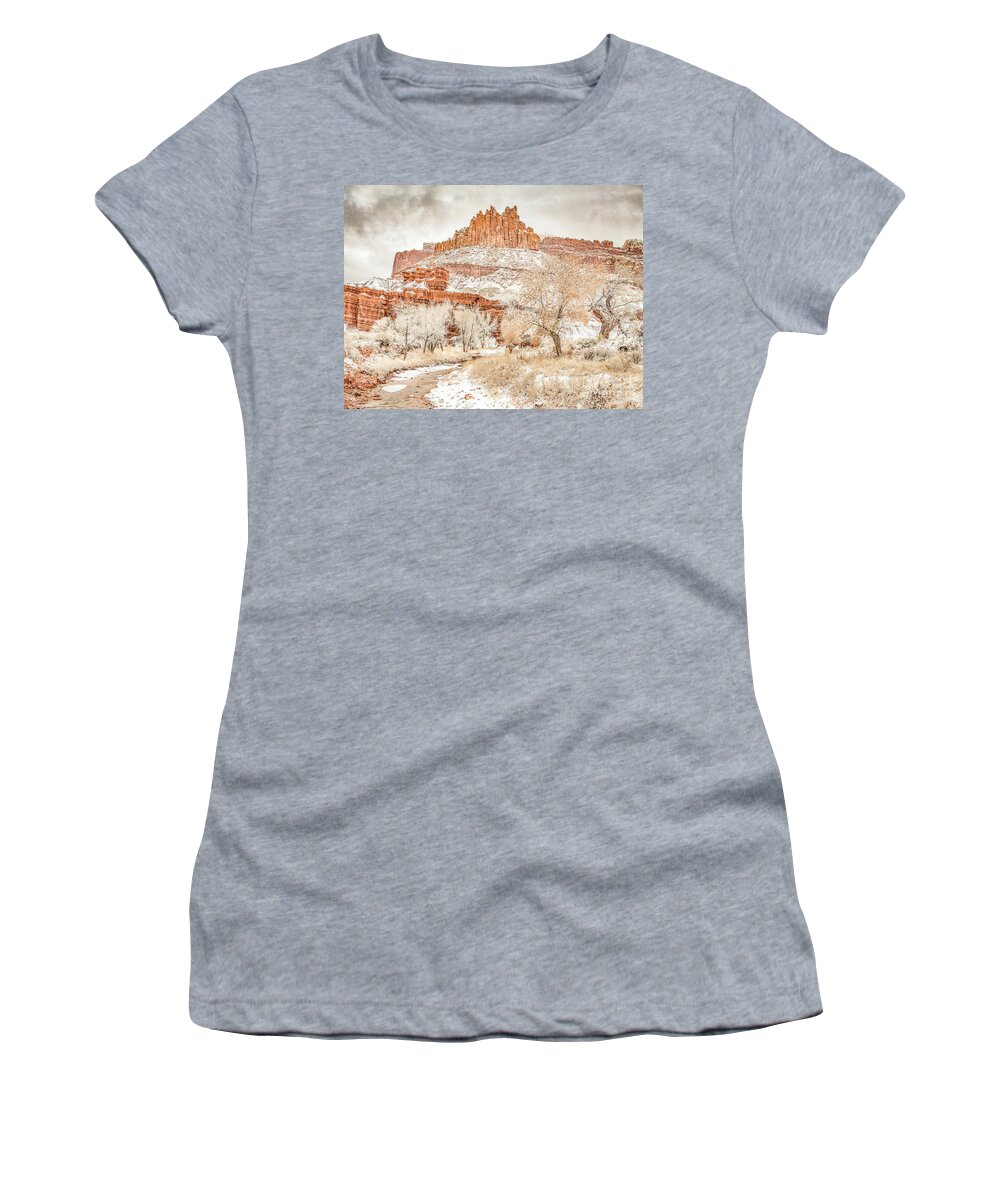Snow Women's T-Shirt featuring the photograph The Snow Castle by Melissa Lipton