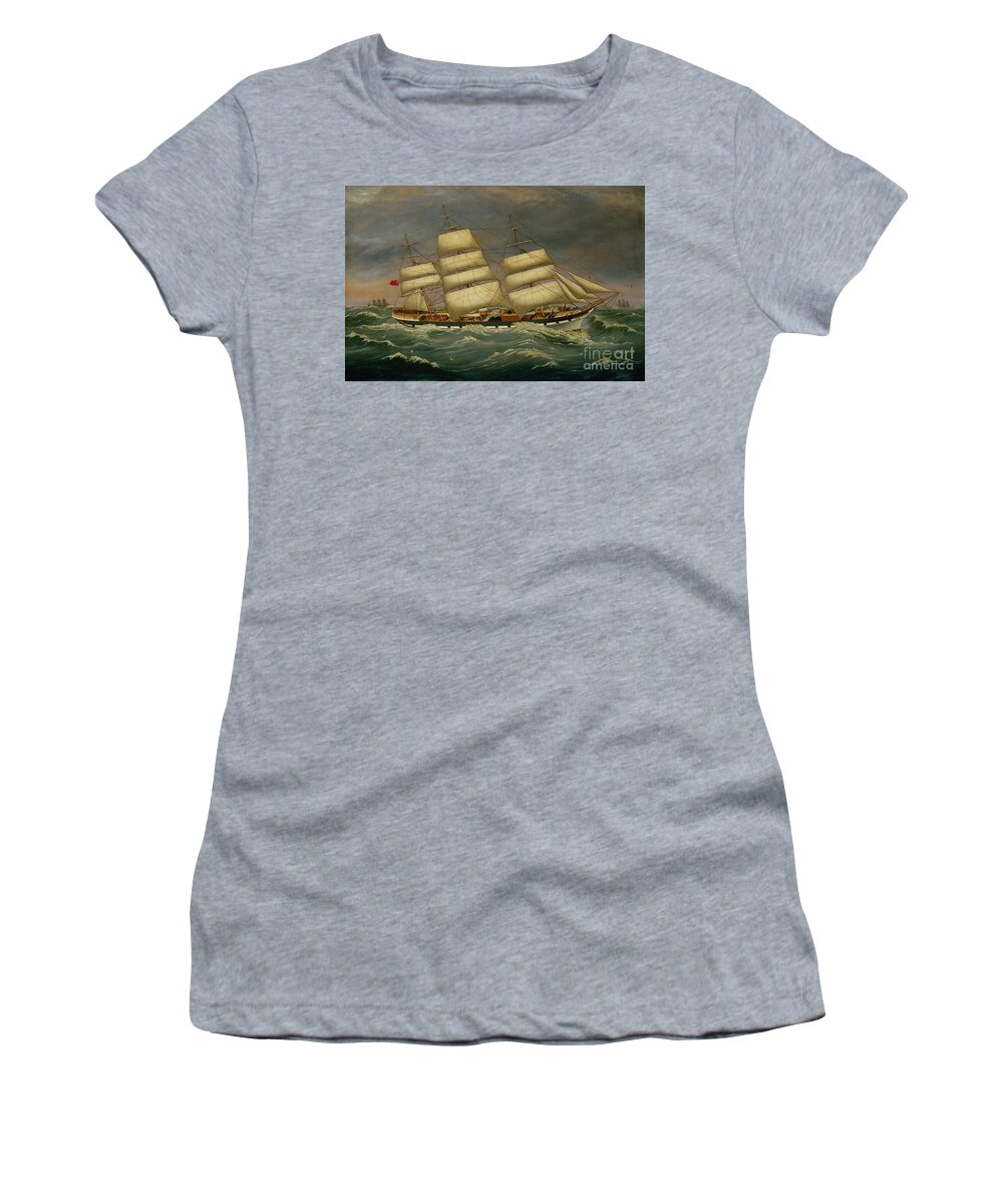 Alexander Women's T-Shirt featuring the painting The Three Masted Clipper Benleuch In A Swell by Alexander Cromarty