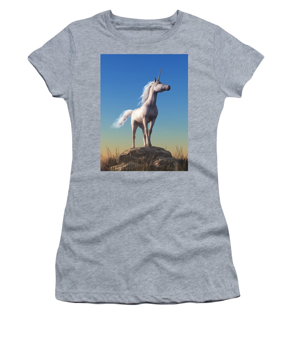  Unicorn Women's T-Shirt featuring the digital art The Unicorn by Daniel Eskridge
