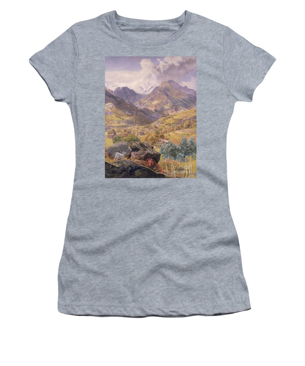 Goat Women's T-Shirt featuring the painting The Val D'aosta, 1858 by John Brett