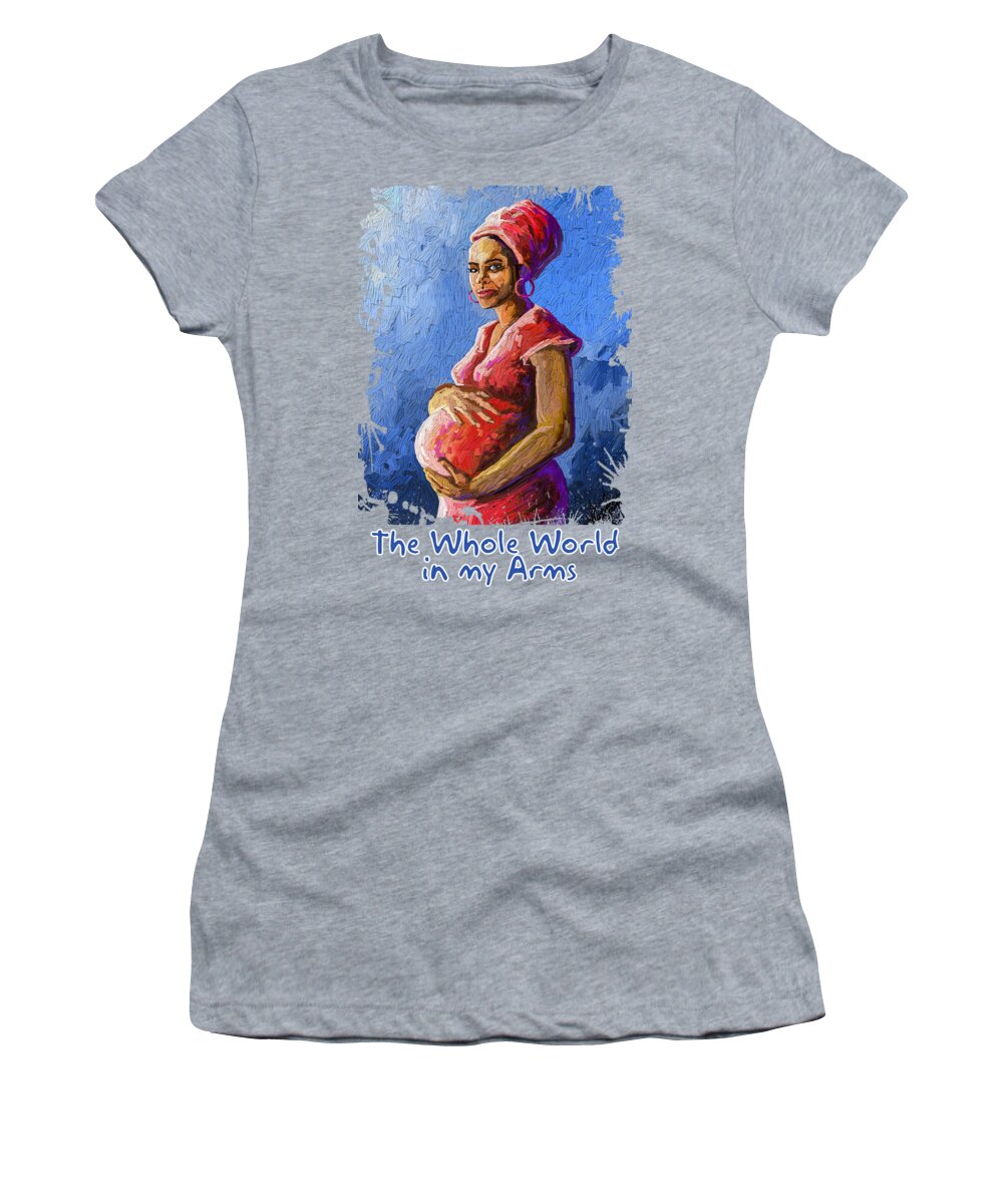 Print Women's T-Shirt featuring the painting The Whole World in my Arms by Anthony Mwangi