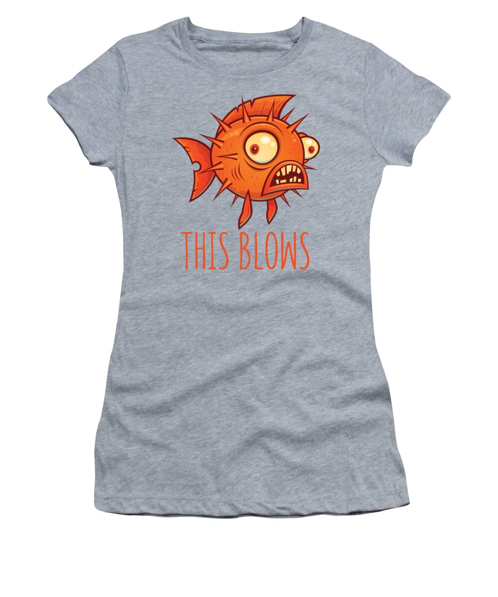 Pufferfish Women's T-Shirt featuring the digital art This Blows Porcupine Blowfish by John Schwegel