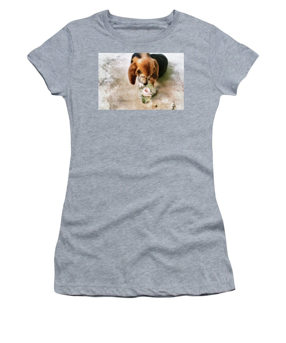 Dog Women's T-Shirt featuring the photograph This Flower Is For You by Joan Bertucci