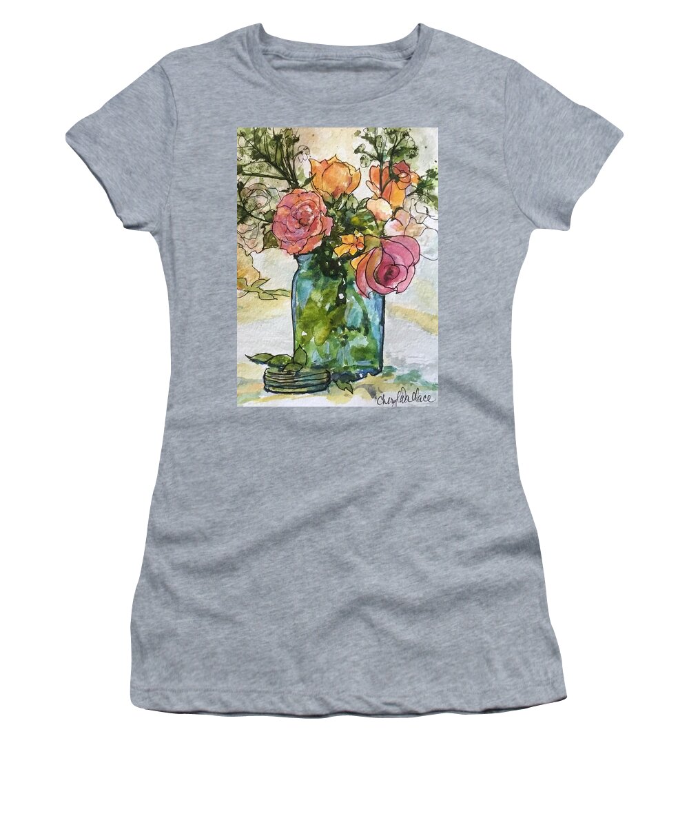 Mason Jar Women's T-Shirt featuring the painting This One is for You by Cheryl Wallace