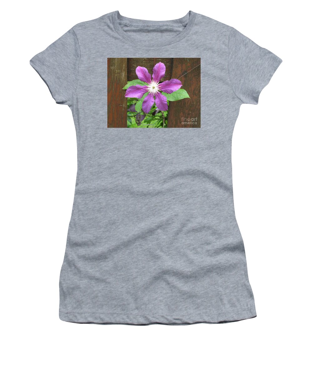 Flower Women's T-Shirt featuring the photograph Through the Garden Fence by World Reflections By Sharon