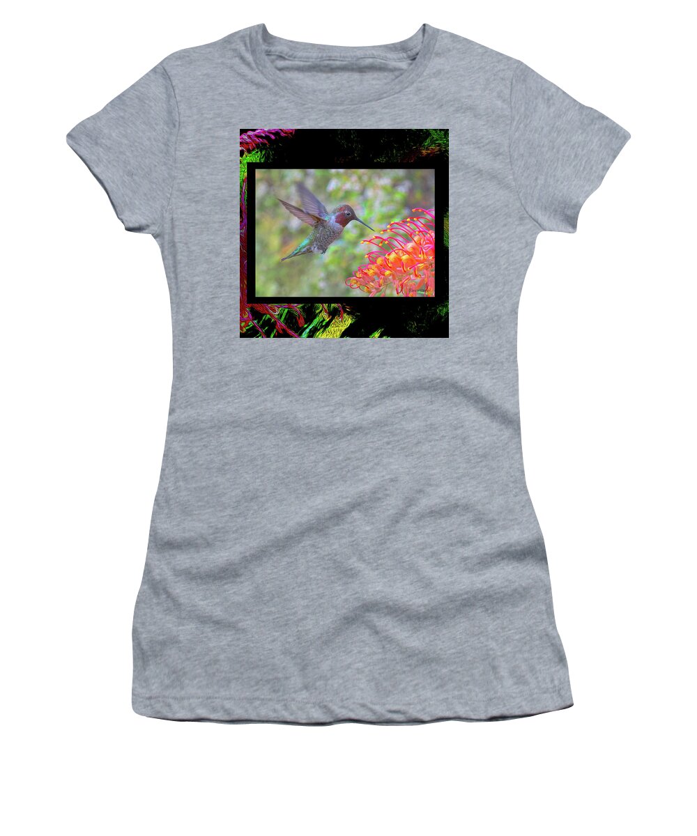 Hummingbird Women's T-Shirt featuring the photograph Face Mask Through the window by Patricia Dennis